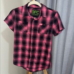 Youth DIXXON Pink and Black Plaid Button Up Shirt